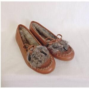 Naughty Monkey Hop A Long Loafer Slip On Moccasin Brown Tan Fur Lined‎ 6.5 New